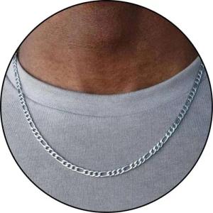 GOLDKLEIN Edelstahlkette Herren Edelstahl Silber Mode Schmuck Figaro, Angebot - inkl. Schmuckbox
