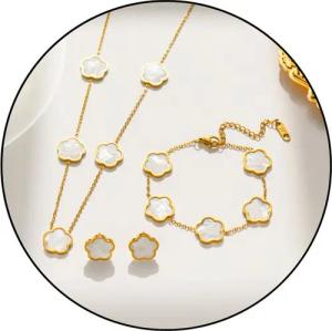 GOLDKLEIN Schmuckset Blume Schmuck Set Gold für Damen Armband Ohrstecker Halskette Anhänger (3-tlg), Angebot - Damen Herren mit Schmuckbox - Sale bis 15.01.2026