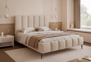 Goldstoff Polsterbett Elegantes Bett "REGALIS" mit hohem Kopfteil und praktischem Stauraum (120–200x200 cm, Kopfteilhöhe: 90/110 cm, Seitenhöhe: 25/40 cm), Modernes Schlafbett mit praktischem Stauraum und elegantem Kopfteil