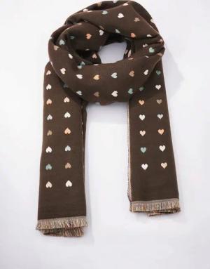 Goodman Design Schal Wendbarer Wollschal mit Herzmotiv, Hochwertige Verarbeitung mit edlen Fransenabschlüssen
