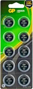 GP Knopfzellen CR2025 Lithium 3,0 V, 10 St.