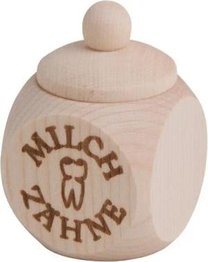 Gravidus Zahndose Milchzahn Dose m. Schraubverschluss Holz 4x4x6 cm