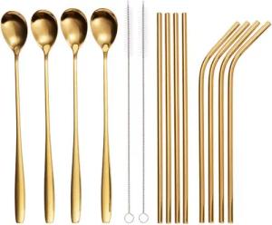 GRÄWE Trinkhalme, (14-tlg), Trinkhalm-Set 14-tlg., Edelstahl, gold