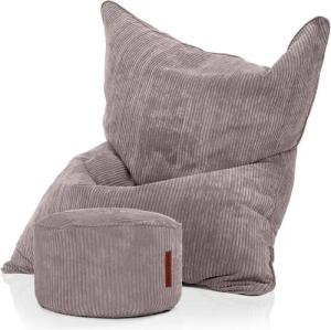 Green Bean Sitzsack XXL Sitzsack Square Cord + Hocker (Sitzsack + Hocker im Set - XXL Riesensitzsac mit passendem Fußhocker), Bean Bag Bodenkissen Liegekissen Sitzkissen Indoor Drinnen Waschbar