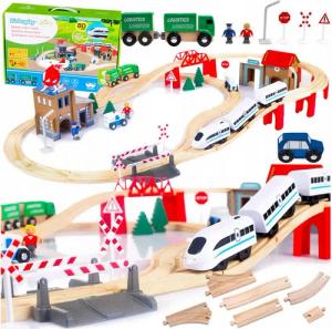 Green Series Spielzeugeisenbahn-Set Holzeisenbahn Set – 80 Teile – Elektrischer Zug – Kinder Spielspaß