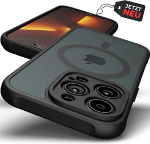 GreenHec Handyhülle Hülle iPhone 17 16 15 14 13 12 Pro Max Air MagSafe Matt Schwarz Magnet 6.1 Zoll, Handy Magnetisch Case Cover Bumper Schutzhülle Frosted Ring