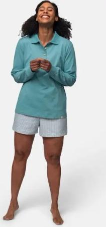 greenjama Damen Langarm-Shirt mit Polo-Kragen, GOTS-zertifiziert