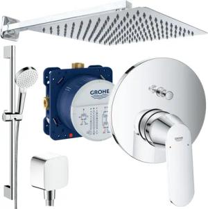Grohe und Jowi Duscharmatur Eurosmart Cosmopolitan Duschsystem, mit Hansgrohe Brausegarnitur 650mm (Unterputz-Duschsystem, mit 650mm Brausestange) 650mm Brausestange