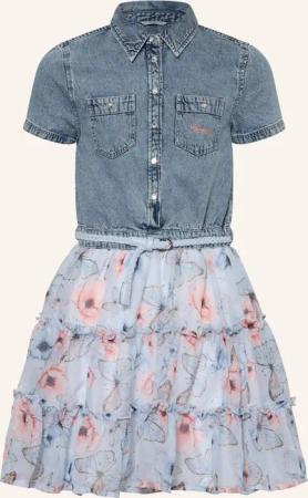 GUESS Kleid im Materialmix mit Schmucksteinen