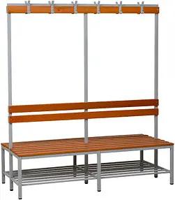 Gürkan Garderobenbank mit Haken und Schuhrost 107376 grau, buche Holz 200,0 cm