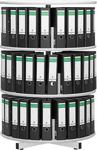 Gürkan Ordnerdrehsäule grau bis zu 72 Ordner, Etagen einzeln drehbar, H: 126,0 cm