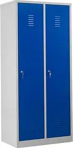 Gürkan Spind lichtgrau, enzianblau 103968, 2 Schließfächer 80,0 x 50,0 x 180,0 cm