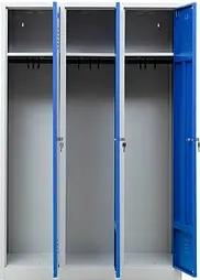 Gürkan Spind lichtgrau, enzianblau 105416, 3 Schließfächer 118,5 x 50,0 x 180,0 cm