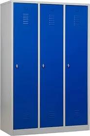 Gürkan Spind lichtgrau, enzianblau 105460, 3 Schließfächer 118,5 x 50,0 x 180,0 cm