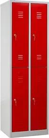 Gürkan Spind lichtgrau, feuerrot 105930, 4 Schließfächer 60,0 x 50,0 x 195,0 cm