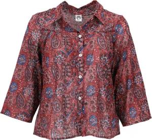 Guru-Shop Longbluse Handbedruckte Bohobluse, luftige Baumwollbluse.. alternative Bekleidung