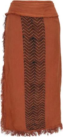 Guru-Shop Minirock Boho Wickelrock mit Tribaldruck und Fransen -.. alternative Bekleidung