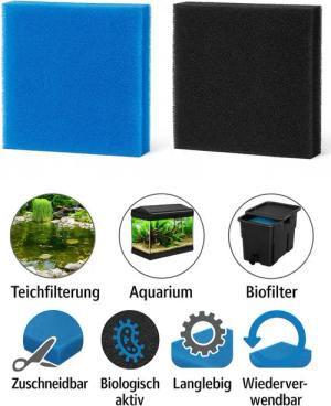 gws Filtermatte gws Filtermatte für Teich und Aquarium, zuschneidbares Filtermedium, Für Süß- und Meerwasser, Einfach zu reinigen