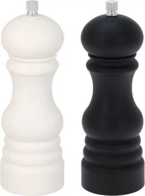 HAC24 Gewürzmühle 2er Set Salz Pfeffer Mühle Pfeffermühle Salzmühle manuell, aus Polystyrol Ø 6 x 17,5 cm Schwarz Weiß
