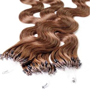 hair2heart Echthaar-Extension Microring Loops - gewellt #8/03 Hellblond Natur-Gold 0.5g 40cm