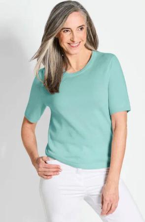 Halbarmpullover mit Rundhals aus Kaschmir - mint - Gr. 48 von Goldner Fashion