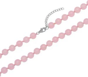 Halskette aus rosa Jadeperlen Silberverschluss
