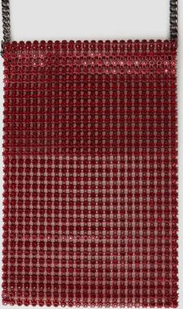 Handytasche mit Besatz aus Glassteinen und Schulterkette