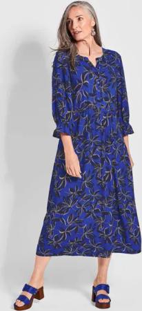 Hängerchen Kleid mit floralem Druck - royalblau / marine / gemustert - Gr. 42 von Goldner Fashion