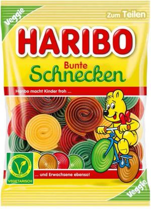HARIBO Süßigkeit, Haribo Bunte Schnecken Fruchtgummi mit Brausepulver veggie 160g