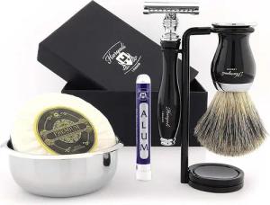 Haryali London Rasierset Haryali London 6-teiliges Herren-Rasierset, Rasierset doppelseitigem, perfektes Geschenkset, Rasierpinsel, Seife, Rasierschale, Alaunstab, Kombipackung