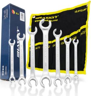 HASKYY Ringschlüssel Bremsleitungsschlüssel Satz 6-22mm Offener Doppel-Ringschlüssel 7 tlg.