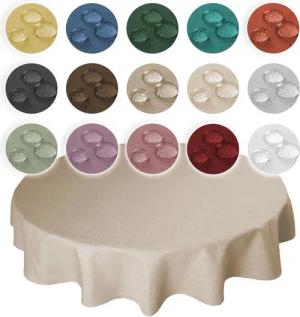 Haus und Deko Tischdecke Tischdecke rund Leinenoptik Lotuseffekt Tischwäsche Wasserabweisend (1-tlg)