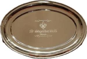 Hazenkamp Servierplatte Tablett Teller Nostalgie Tafelsilber Fleur di Lys bourbon Lilie, Alu RAW Nickel, silber farben