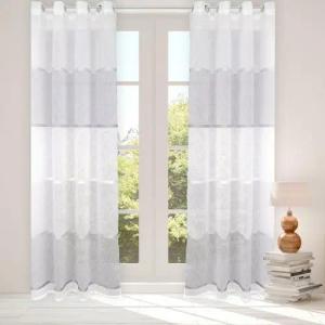 heimtexland Vorhang Ösenschal maritim Leinen Deko Gardine Seitenschal (1 St), Ösen, halbtransparent, Leinen-Optik, Natur Dekoschal I halbtransparent I HxB 245x140 I gestreift