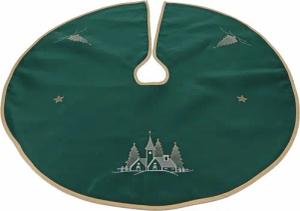 heimtexland Weihnachtsbaumdecke Weihnachtsdeko Baumschmuck Christbaumdecke Baumteppich (1-tlg), Weihnachtsbaum Deko gold bestickt Baumständer Schürze