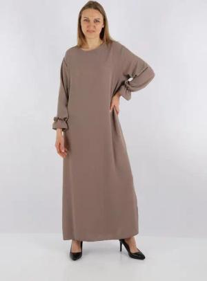 HELLO MISS Sommerkleid Elegantes Langarm Abaya Kleid aus Jazz Stoff Sommerkleid für Damen in Unifarbe