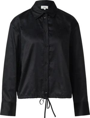 Hemdbluse mit Glitzersteinen und Schnürung am Saum