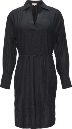 Hemdblusenkleid aus Viskosemix mit Strukturmuster