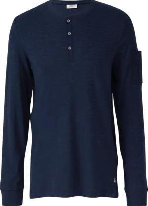 Henley-Longsleeve mit Flammgarnstruktur und Ärmeltasche