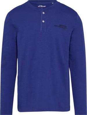 Henley-Shirt mit Flammgarnstruktur und Stickerei