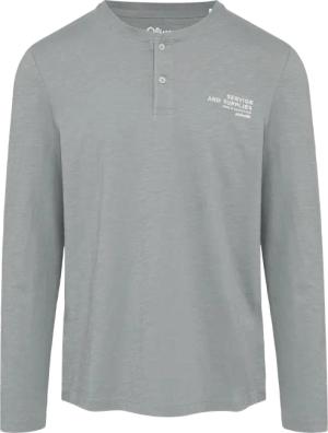 Henley-Shirt mit Flammgarnstruktur und Stickerei