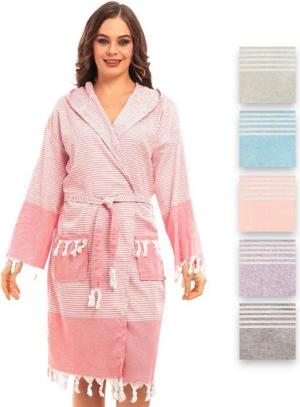 herémood Bademantel herémood Bademantel Damen & Herren Unisex – Weich & Leicht, Langform, 100% Baumwolle, mit Kapuze, & Gürtel, Hamamtuch-Stil mit Taschen – Ideal für Sauna, Spa, Hotel & Zuhause