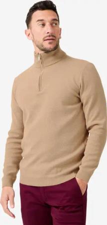 Herren Golfpullover mit Stehkragen und Reißverschluss - MW500 beige