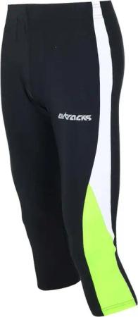 Herren Laufhose 3-4 Lang Schwarz Neon