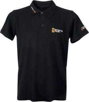 Herren-Polo Singing Rock Baumwolle Piqué 100% Schwarz Regular Fit, 3-Knopf