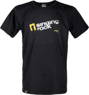Herren-T-Shirt Singing Rock Backbone 100% Baumwolle, schwarz, XL Rundhals