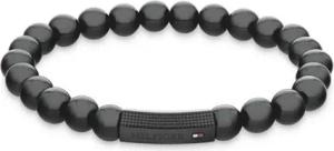 Herrenarmband mit Onyx, Kautschuk, Edelstahl, IP Black
