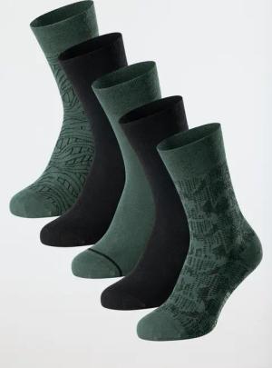 Herrensocken 5er-Pack Organic Cotton schwarz/ dunkelgrün - Fashion 39/42