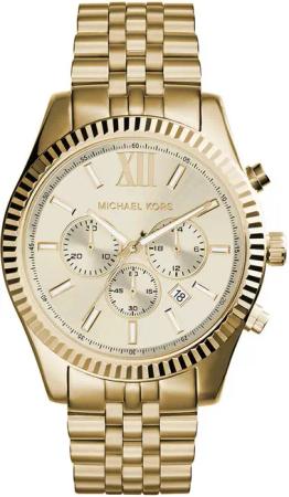Herrenuhr der Marke Michael Kors in der Farbe Gold. Das Gehäuse hat einen Durchmesser von 45 mm.  Marke: Michael KorsModellname: MK8281Kategorie: HerrenarmbanduhrMaterialien: EdelstahlFarbe: GoldZeitmesser: Quarz