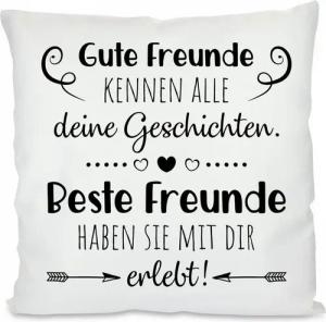 Herzbotschaft Dekokissen Kissen mit einseitigem Motiv Gute Freunde kennen alle deine, Kissenhülle mit Füllung